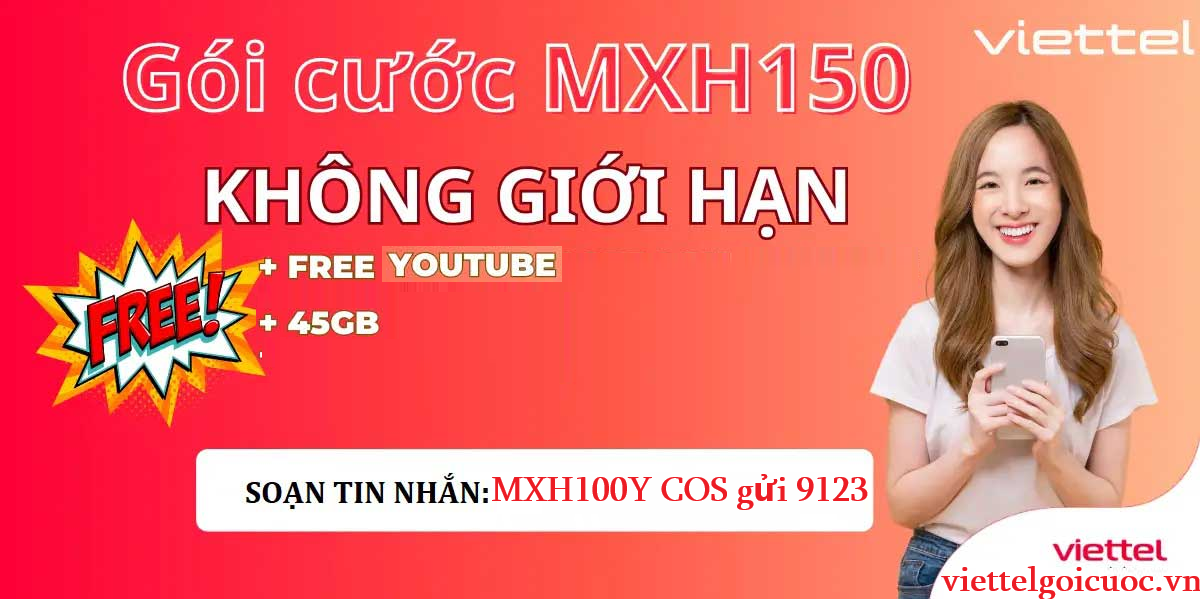 Gói cước MXH100Y Viettel Free Youtube và 1,5GB/ ngày 3