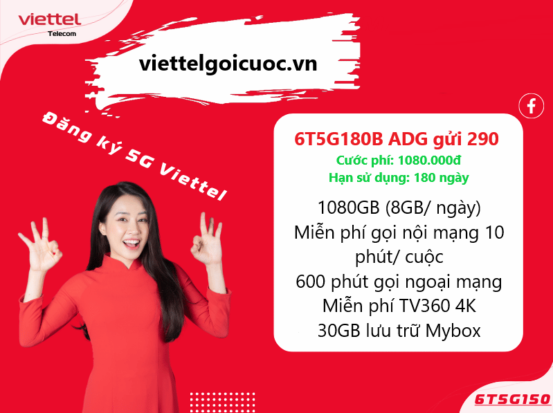 Gói cước 6T5G180B Viettel