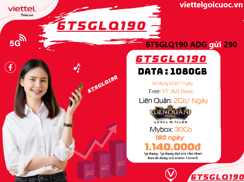 Gói cước 6T5GLQ190 Viettel