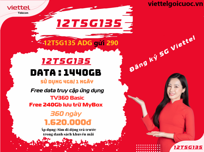 Gói cước 12T5G135 Viettel