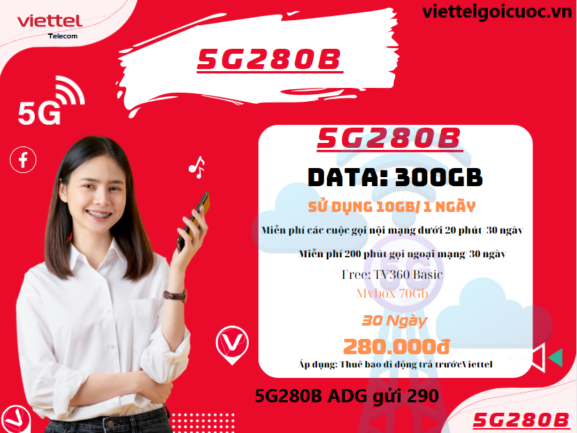 Gói cước 5G280B Viettel