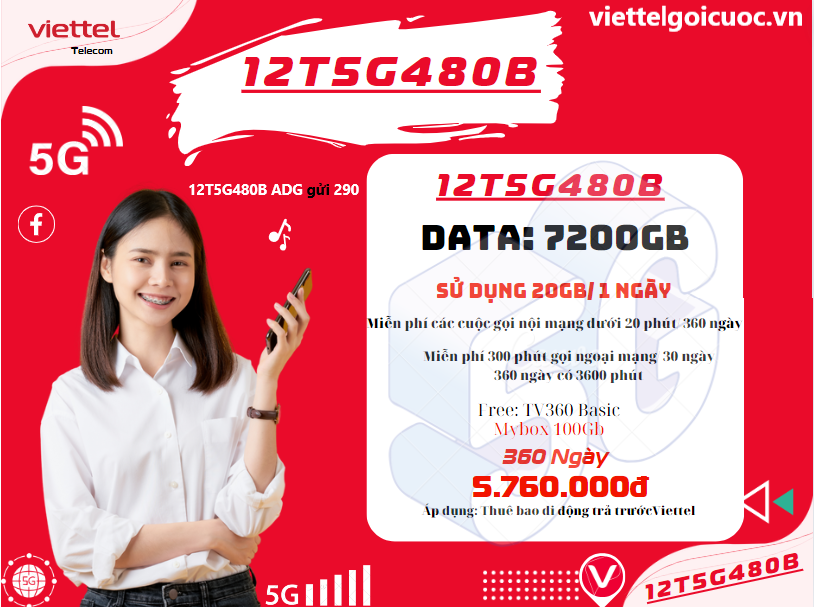 Gói cước 12T5G480B Viettel