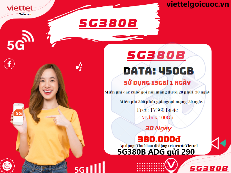 Gói cước 5G380B Viettel